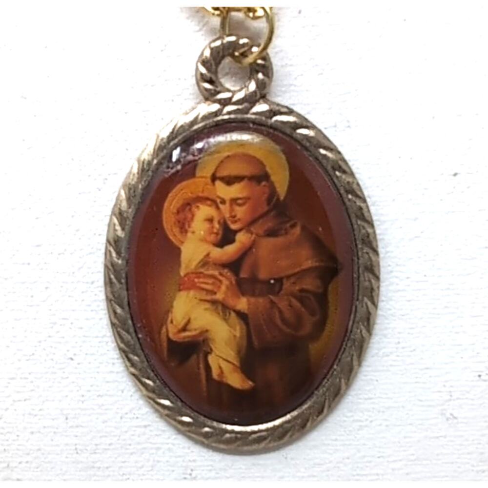 St Anthony Baby Jesus Necklace Prayer Card Franciscan Friars Catholic Christian‎ - Picture 3 of 7